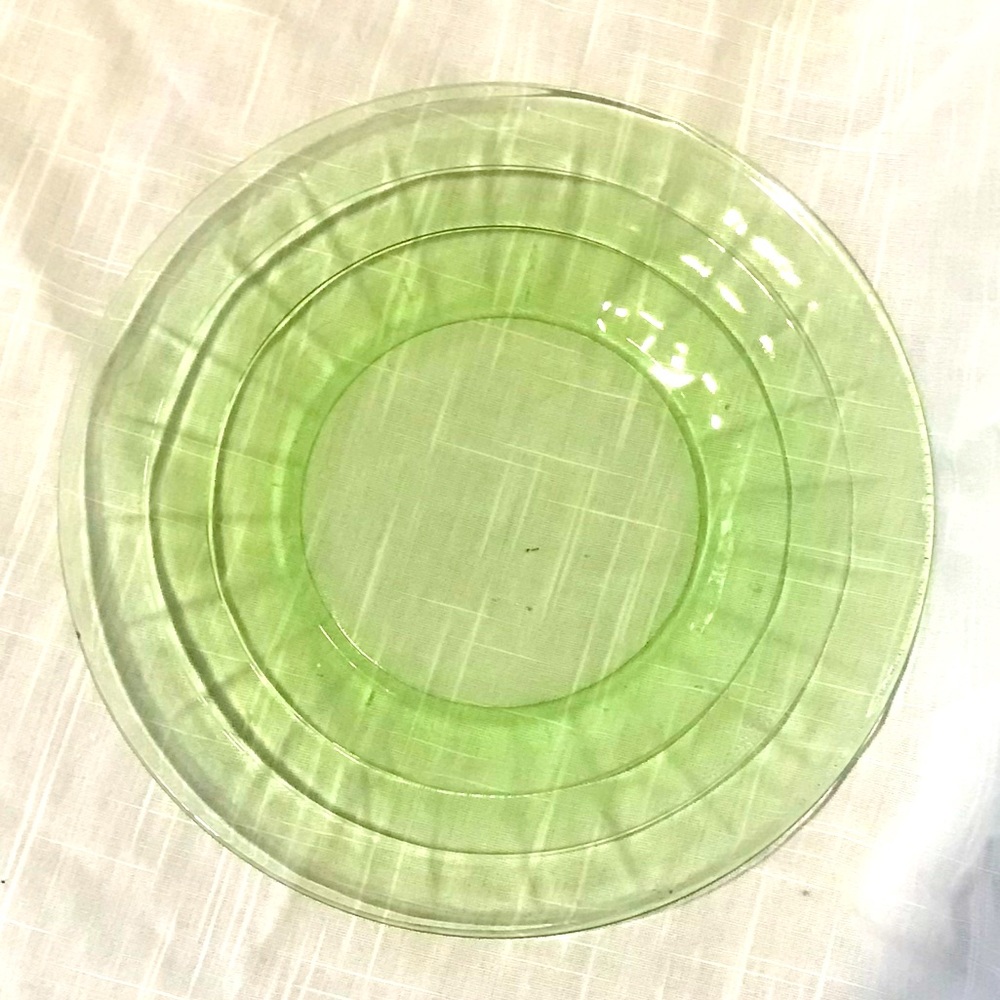 2 Block Optic Green Luncheon Plate by Hocking - Set of TWO. 1930s. Exc. Cond.